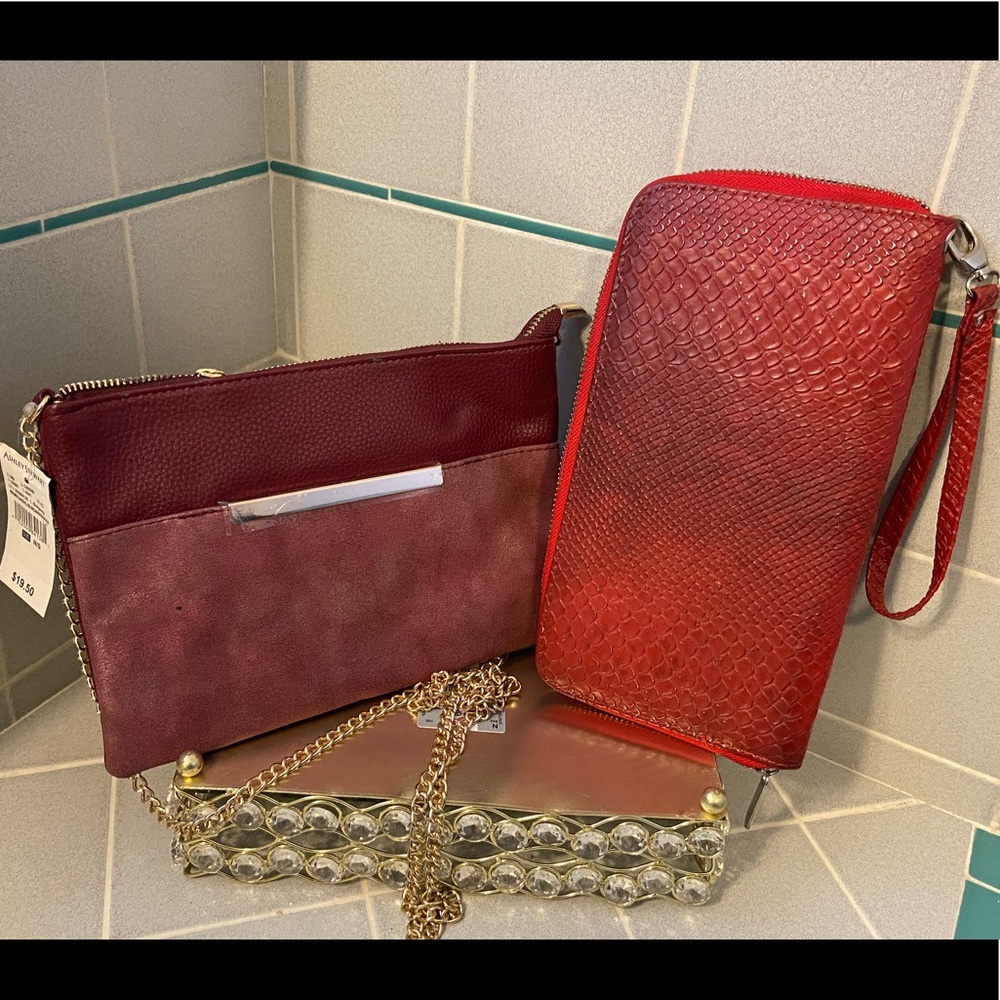 2 Sexy Red Purses. One clutch One Cross Body.